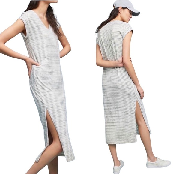 cloth & stone Dresses & Skirts - Cloth & Stone Anthropologie Stone Riley Maxi Dress Stripe Size Large Side Slits